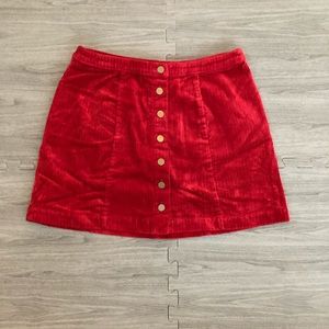Red corduroy skirt